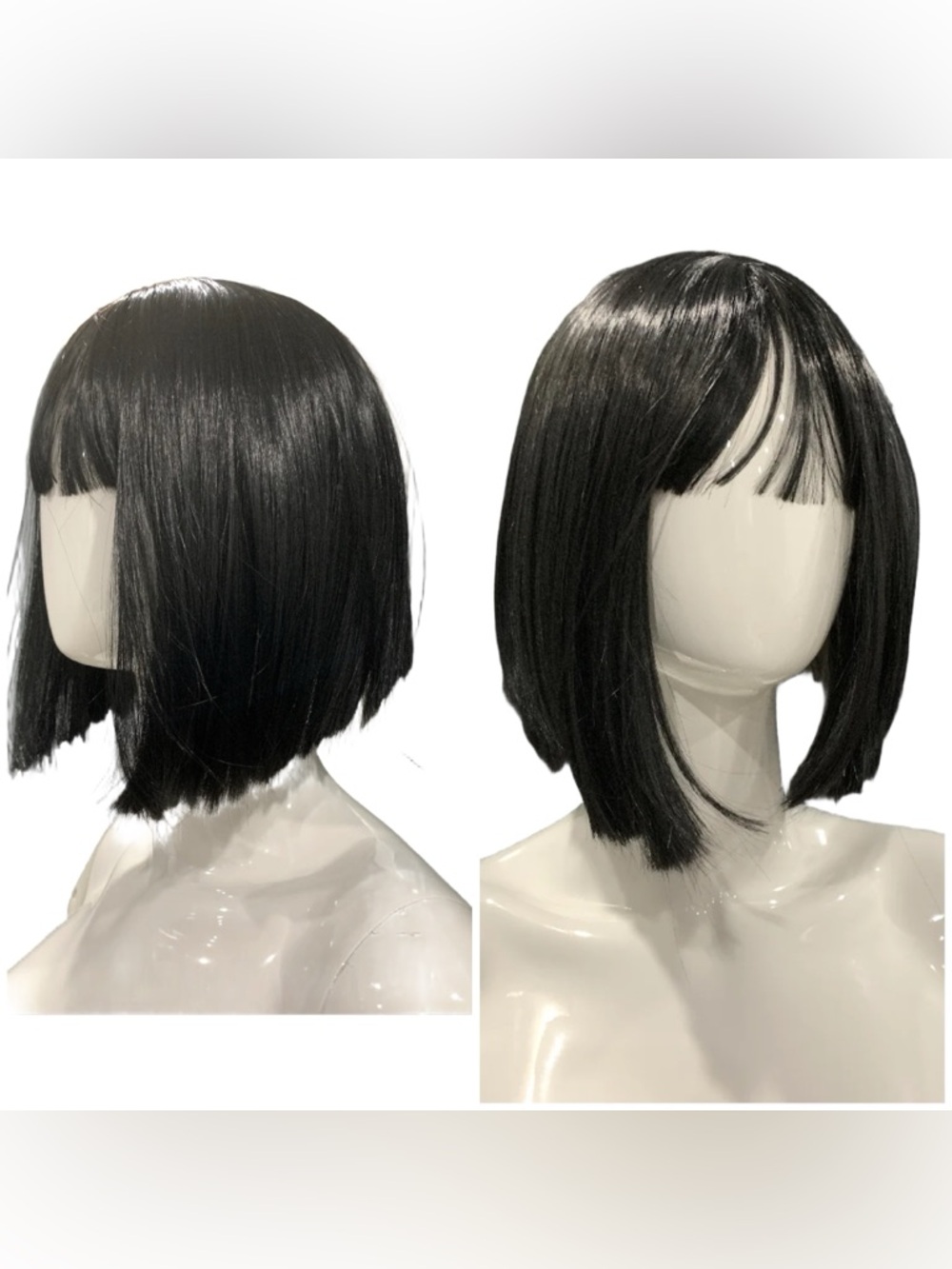 NWT Two-Tone Black & Grey Peekaboo Bob Wig with Bangs 12”